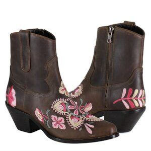 NEW DIBA TRUE Leather Cains Ville Western Booties IN brown  for women 825 4m2